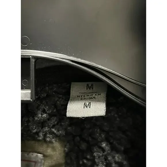 LEVI’S Sherpa MEDIUM Trucker Brown Military Jacket Removable Hood - Picture 10 of 13